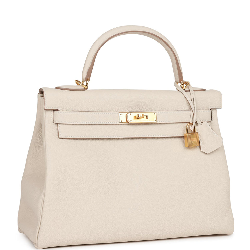 Hermes Kelly Retourne 32 Craie Togo Gold Hardware