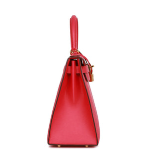 Hermes Kelly Sellier 28 Rose Extreme Epsom Gold Hardware