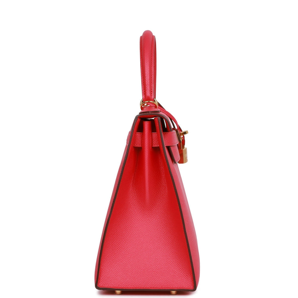 Hermes Kelly Sellier 28 Rose Extreme Epsom Gold Hardware