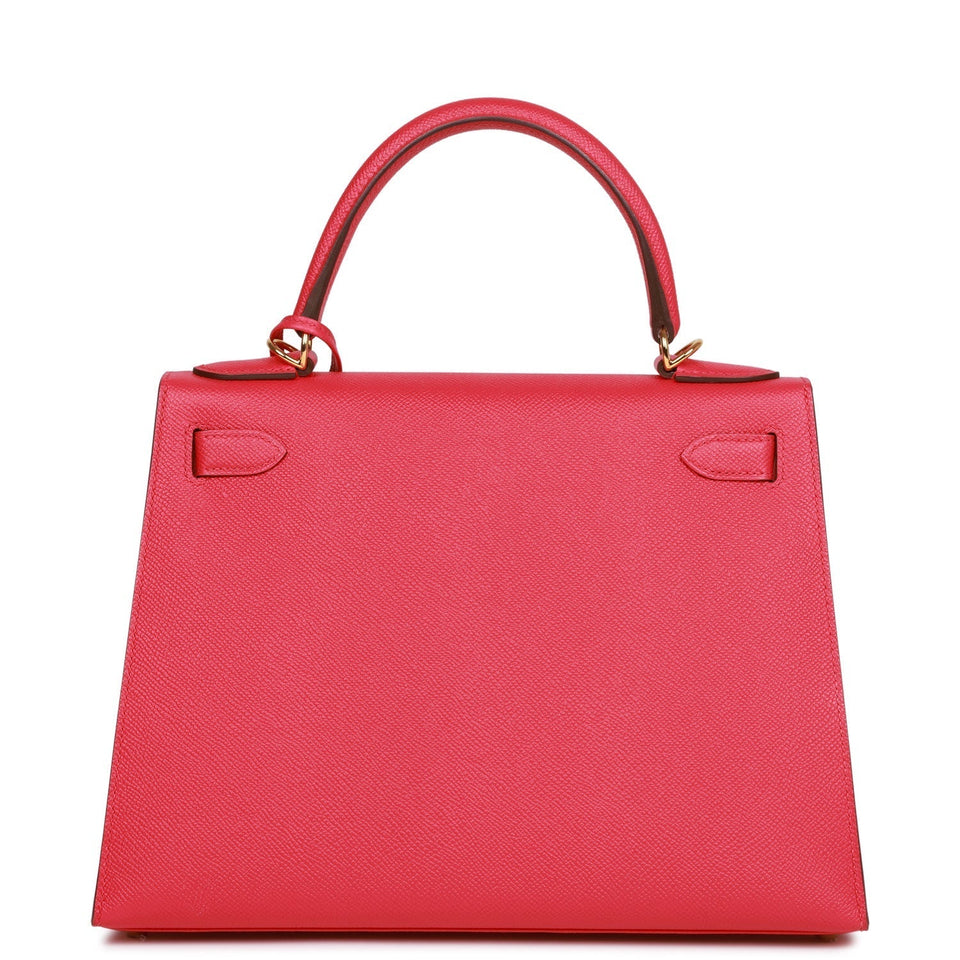 Hermes Kelly Sellier 28 Rose Extreme Epsom Gold Hardware