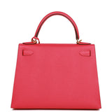 Hermes Kelly Sellier 28 Rose Extreme Epsom Gold Hardware