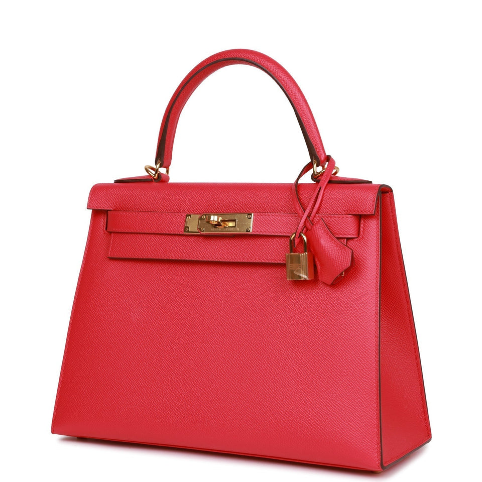 Hermes Kelly Sellier 28 Rose Extreme Epsom Gold Hardware