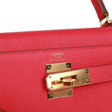Hermes Kelly Sellier 28 Rose Extreme Epsom Gold Hardware