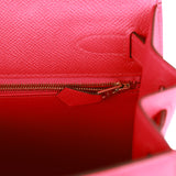 Hermes Kelly Sellier 28 Rose Extreme Epsom Gold Hardware