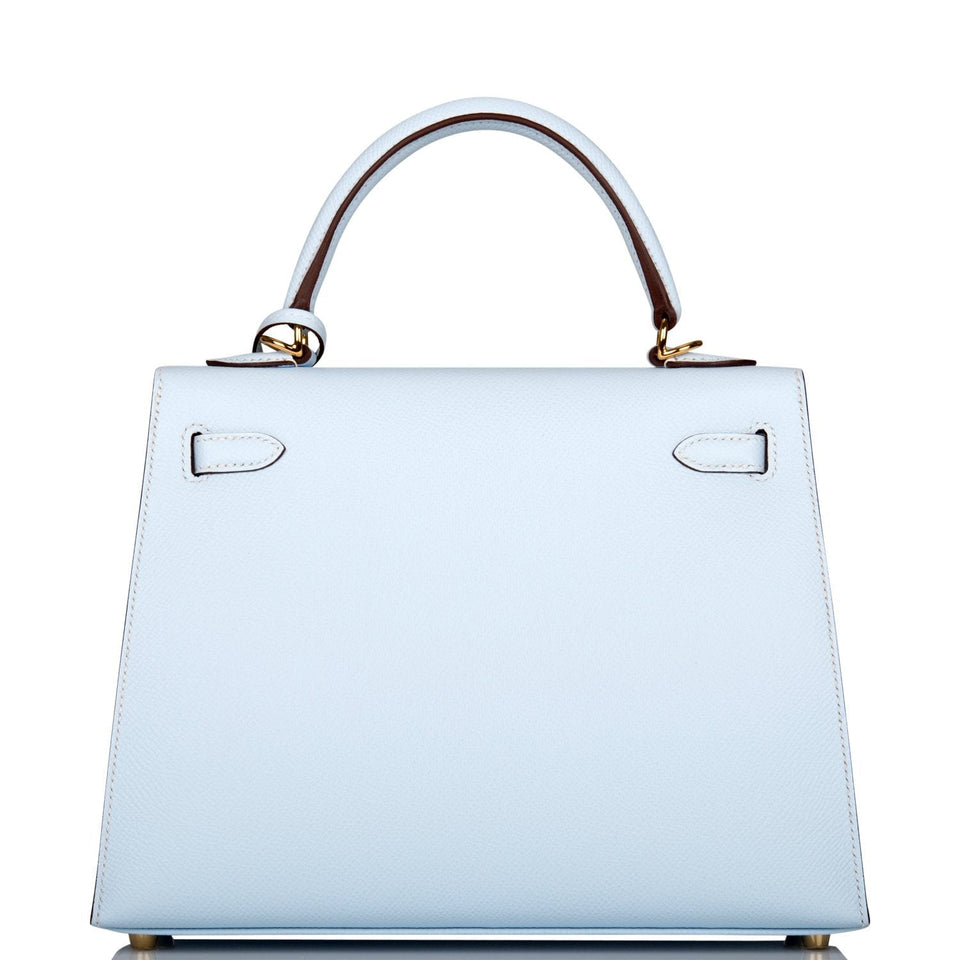 Hermes Kelly Sellier 25 Bleu Brume Epsom Gold Hardware
