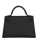 Hermes Kelly Sellier 20 Black Epsom Gold Hardware