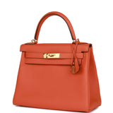 Hermes Kelly Retourne 28 Orange Togo Gold Hardware