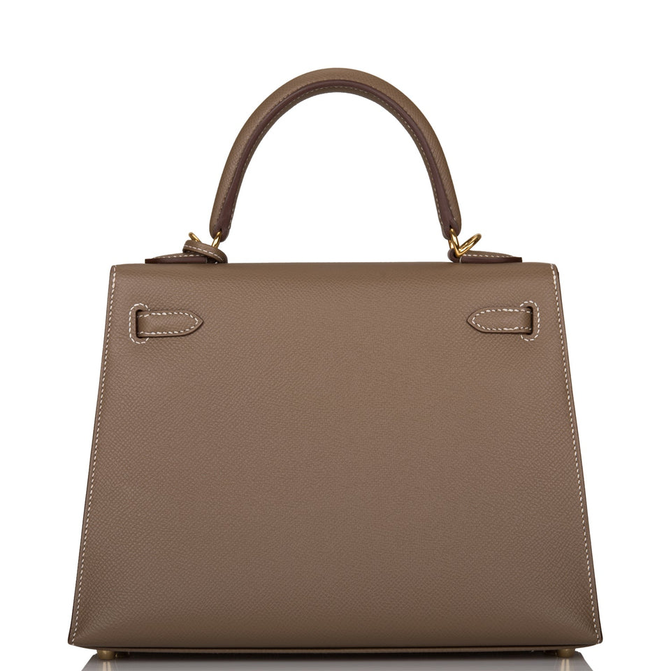 Hermes Kelly Sellier 25 Etoupe Epsom Gold Hardware