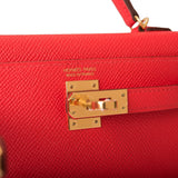 Hermes Kelly Sellier 20 Rouge de Coeur Epsom Gold Hardware