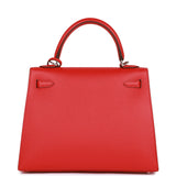 Hermes Kelly Sellier 25 Rouge de Coeur Verso Epsom Palladium Hardware