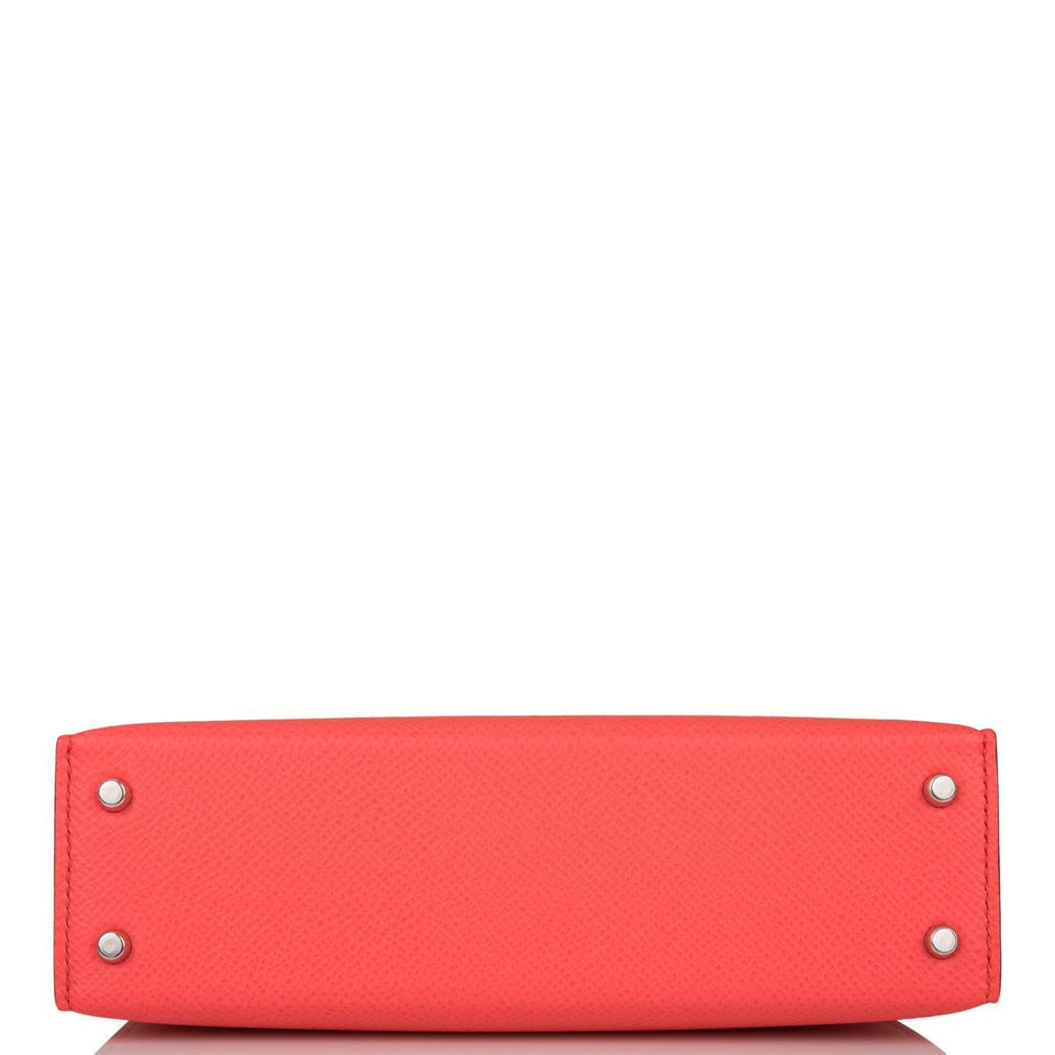 Hermes Kelly Sellier 20 Rose Texas Epsom Palladium Hardware