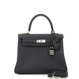 Hermes Kelly Retourne 25 Black Togo Palladium Hardware