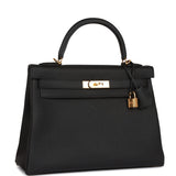 Hermes Kelly Retourne 32 Black Togo Gold Hardware