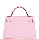 Hermes Kelly Sellier 20 Rose Sakura Chevre Palladium Hardware