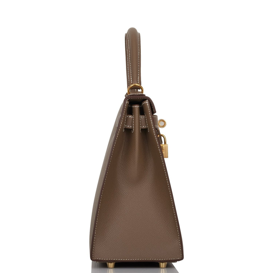 Hermes Kelly Sellier 28 Etoupe Epsom Gold Hardware
