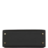Hermes Kelly Sellier 25 Black Epsom Gold Hardware