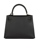 Hermes Kelly Sellier 25 Black Epsom Gold Hardware