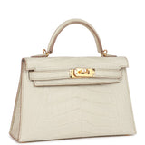 Hermes Kelly Sellier 20cm Beton Matte Alligator Gold Hardware