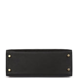 Hermes Kelly Sellier 25 Black Ostrich Gold Hardware