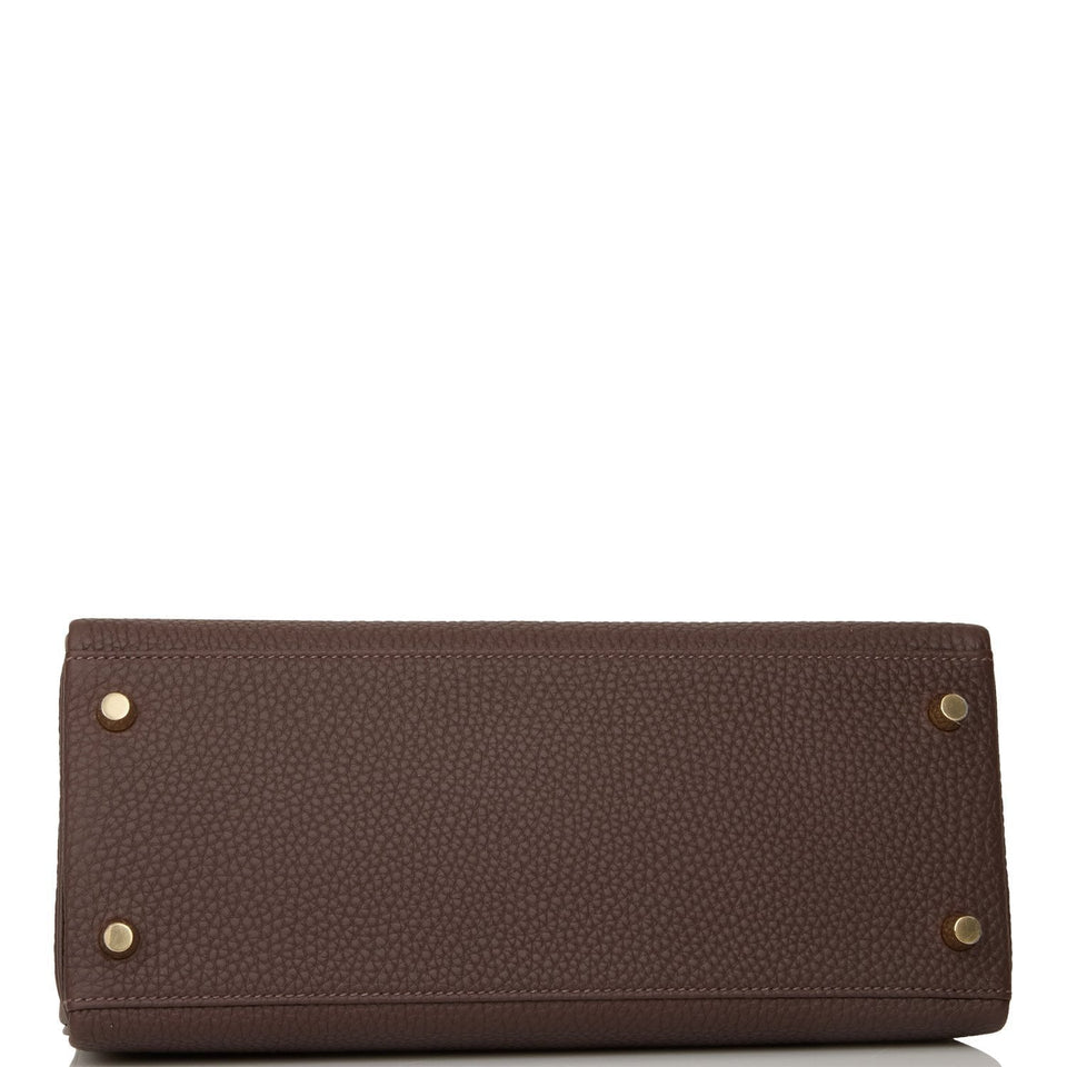 Hermes Kelly Retourne 28 Chocolate Togo Gold Hardware