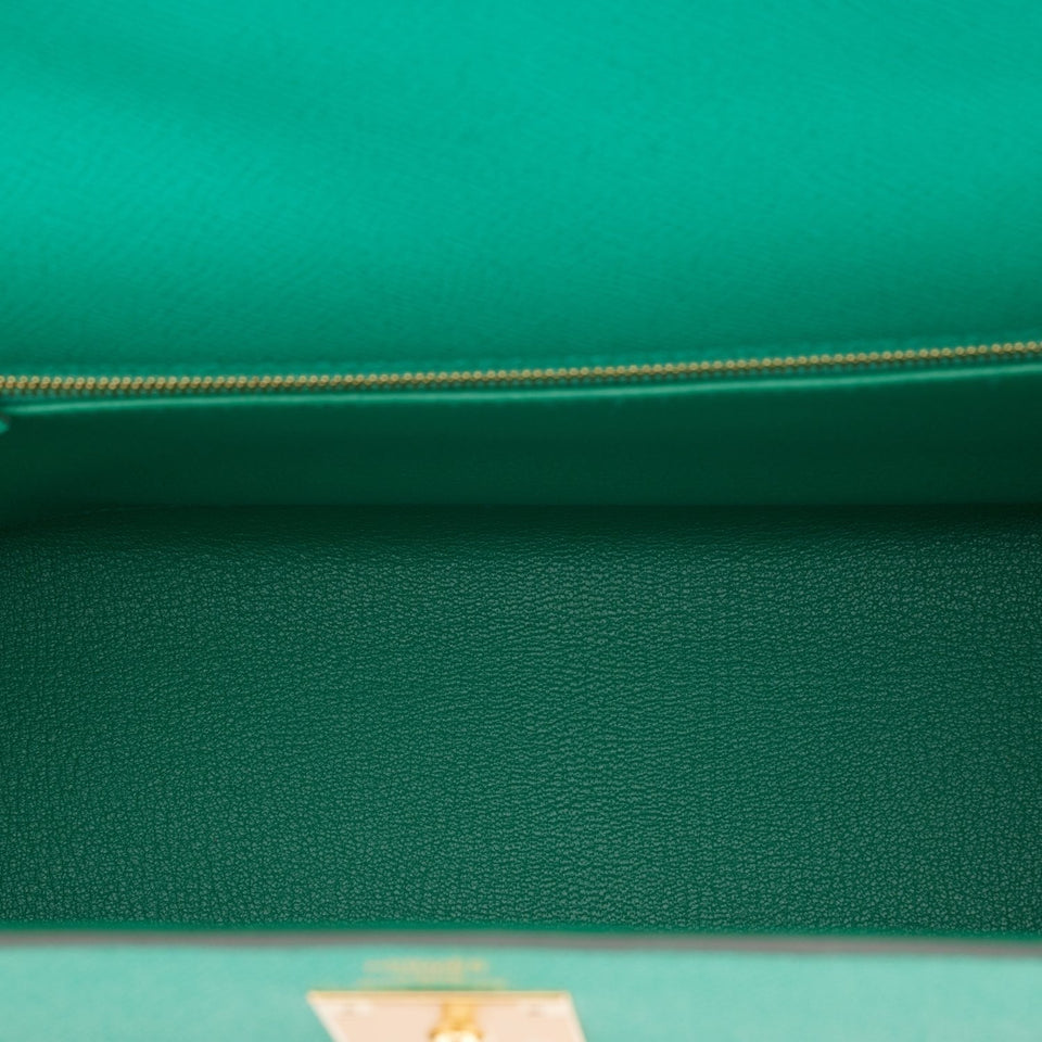 Hermes Kelly Sellier 28 Vert Jade Epsom Gold Hardware