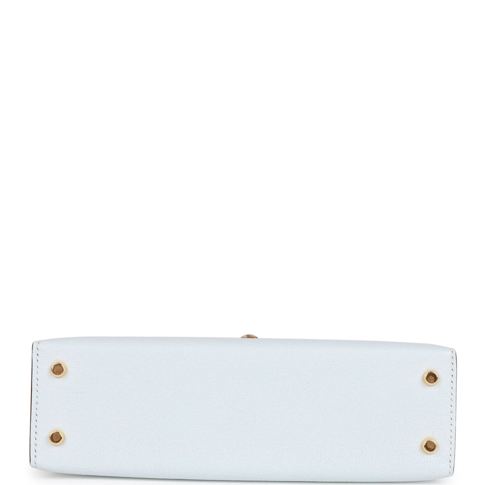 Hermes Kelly Sellier 20 Bleu Brume Chevre Gold Hardware