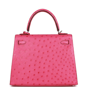 Hermes Special Order (HSS) Kelly Sellier 25 Rose Tyrien Verso Ostrich Palladium Hardware - Payment 2