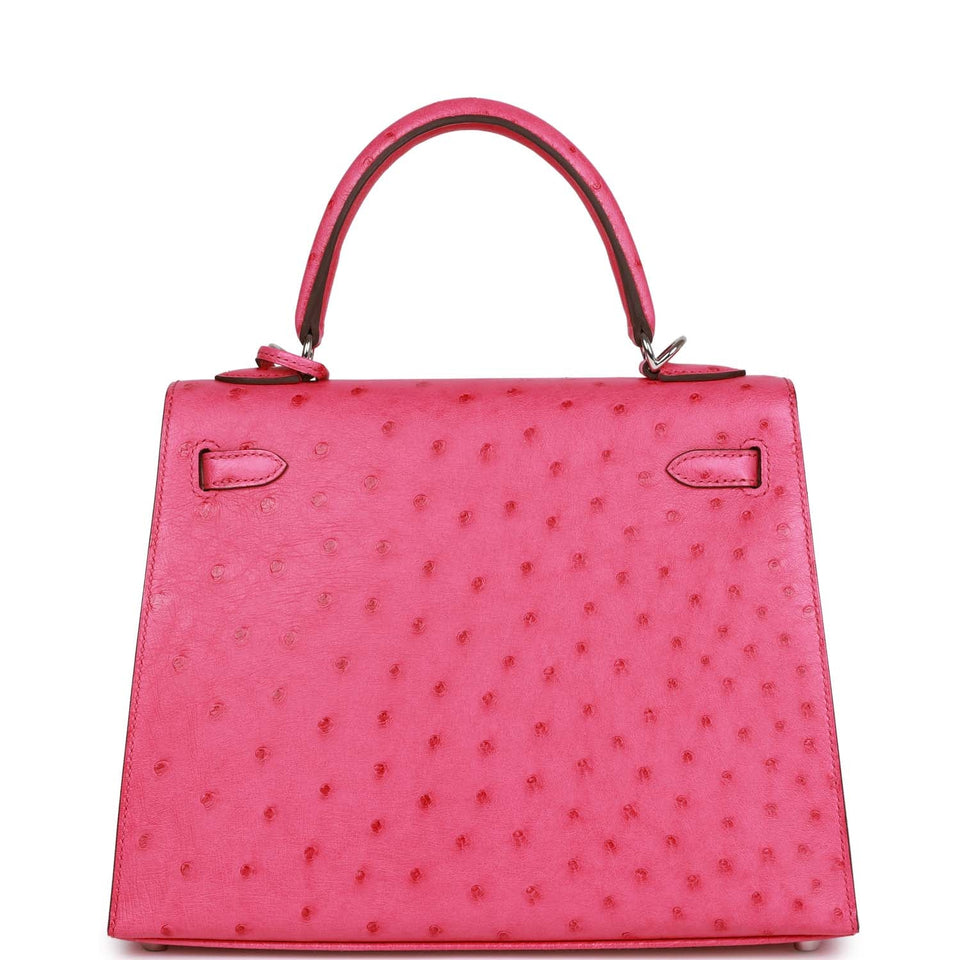 Hermes Special Order (HSS) Kelly Sellier 25 Rose Tyrien Verso Ostrich Palladium Hardware - Payment 2