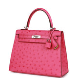 Hermes Special Order (HSS) Kelly Sellier 25 Rose Tyrien Verso Ostrich Palladium Hardware - Payment 2