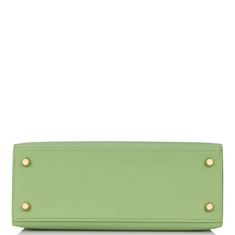 Hermes Kelly Sellier 25 Vert Criquet Epsom Gold Hardware