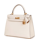 Hermes Special Order (HSS) Kelly Sellier 25 Nata Verso Chevre Brushed Gold Hardware