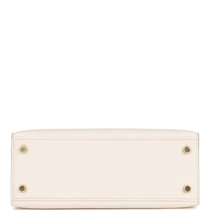 Hermes Special Order (HSS) Kelly Sellier 25 Nata Verso Chevre Brushed Gold Hardware