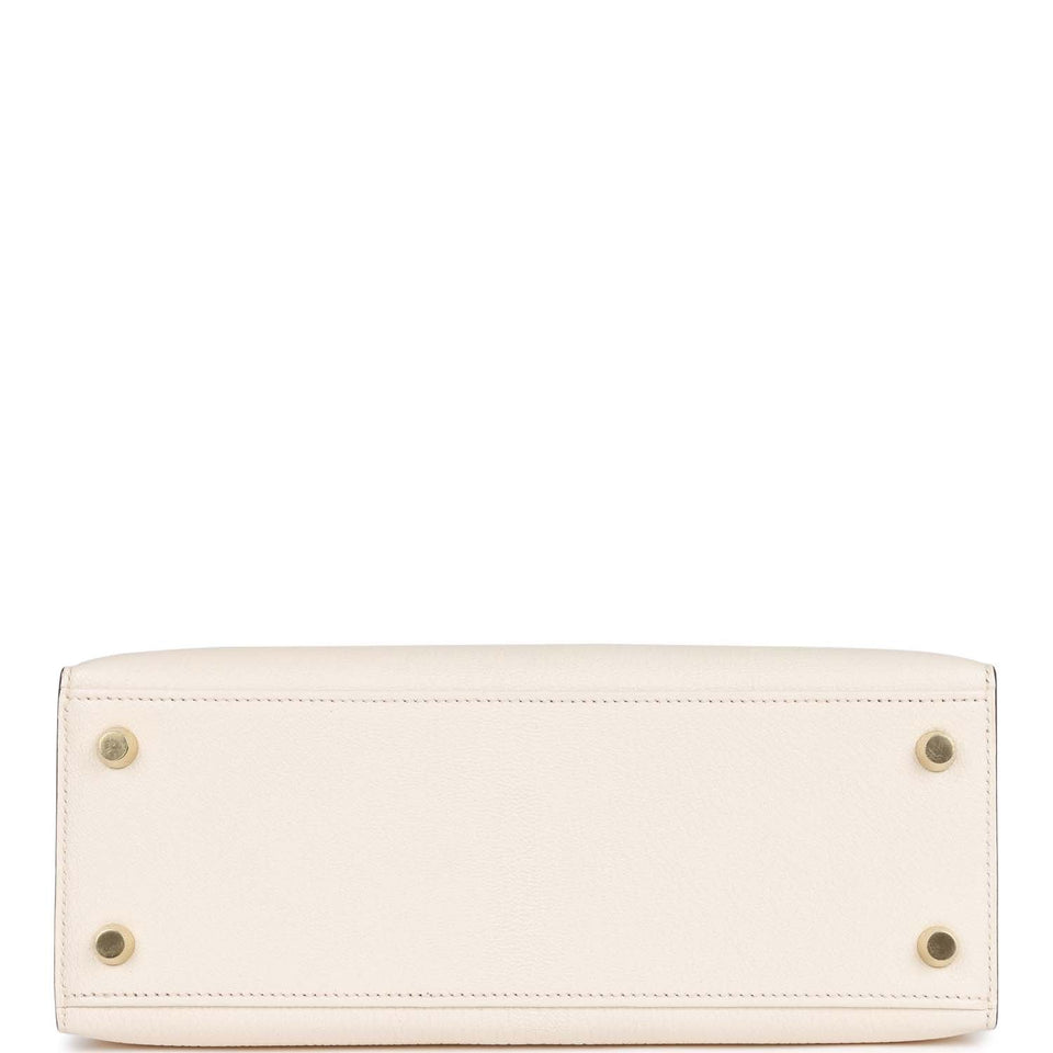 Hermes Special Order (HSS) Kelly Sellier 25 Nata Verso Chevre Brushed Gold Hardware