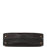 Hermes Kelly Sellier 20 Black Matte Alligator Gold Hardware