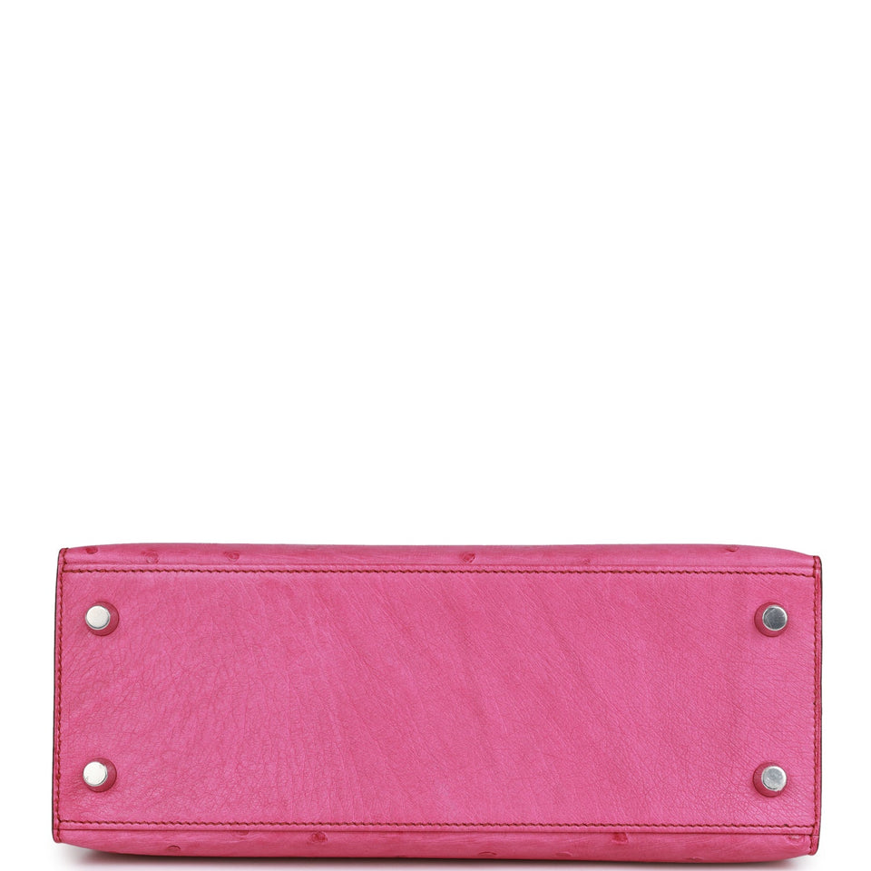 Hermes Kelly Sellier 25 Fuchsia Ostrich Palladium Hardware
