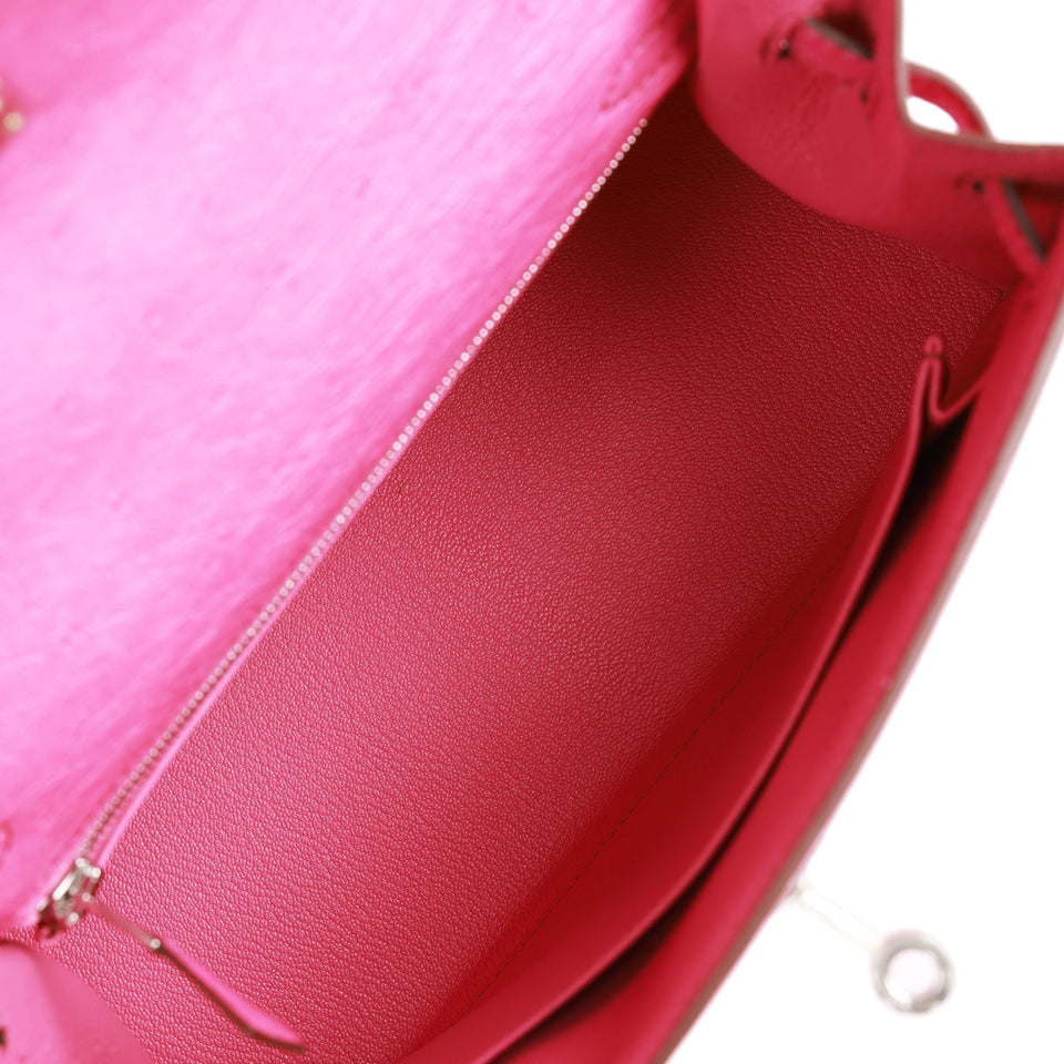 Hermes Kelly Sellier 25 Fuchsia Ostrich Palladium Hardware