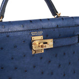Hermes Kelly 20 Bleu Saphir Ostrich Gold Hardware