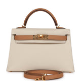 Hermes Special Order (HSS) Kelly Sellier 20 Craie and Biscuit Epsom Gold Hardware