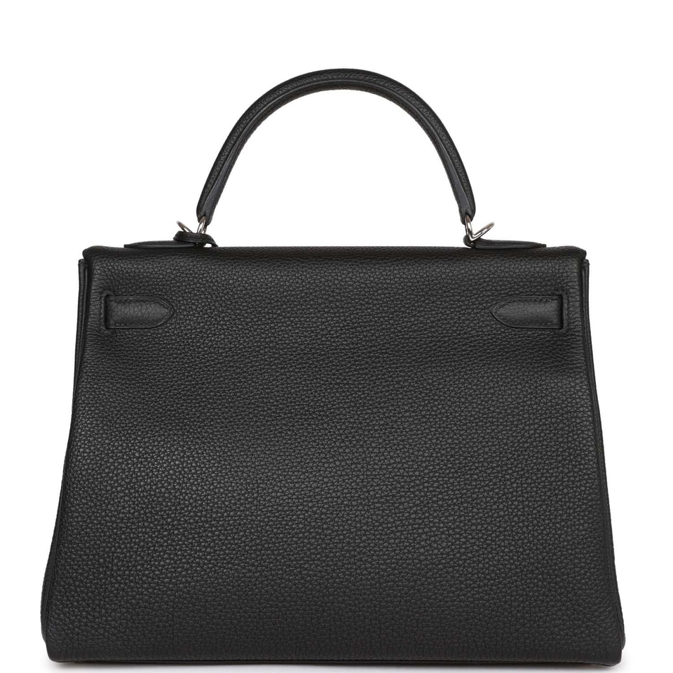 Hermes Kelly Retourne 32 Black Togo Palladium Hardware