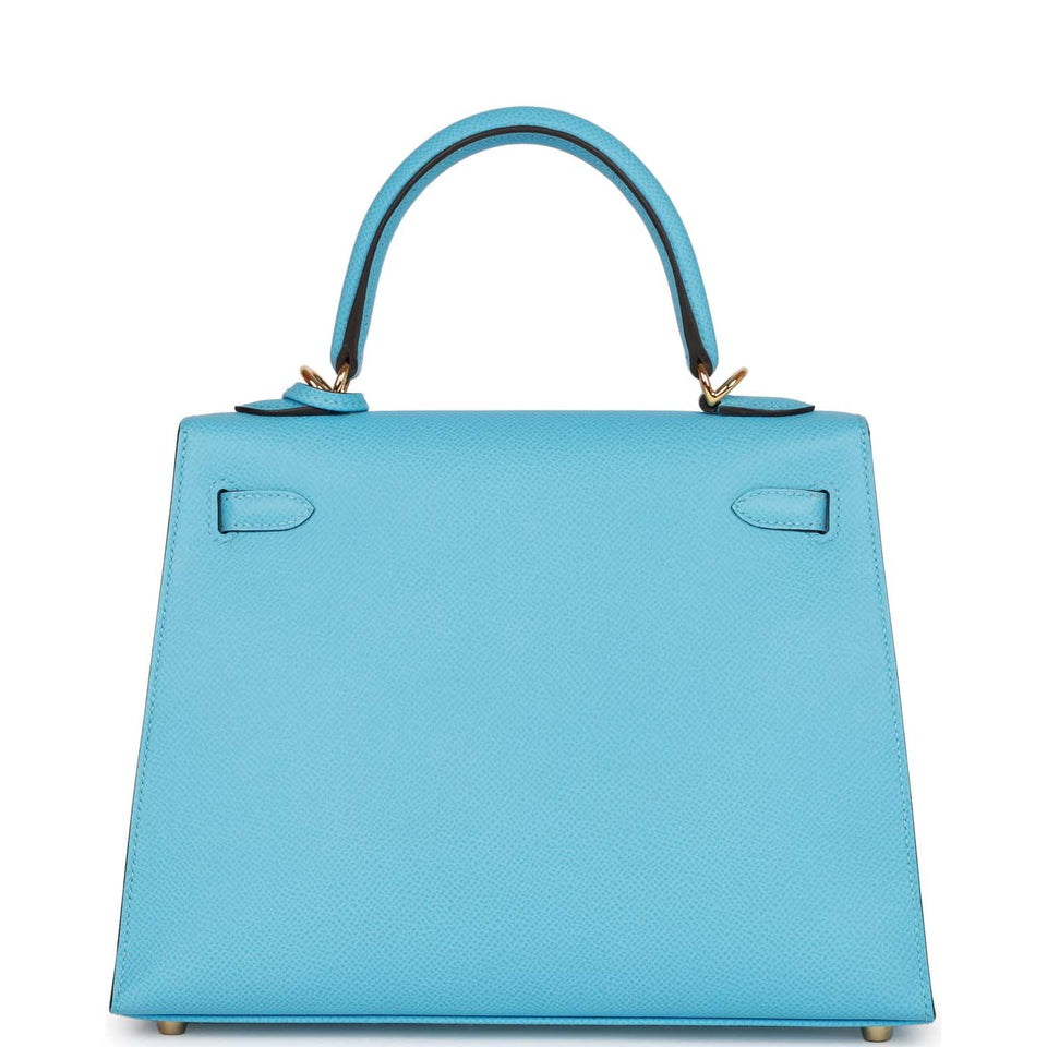 Hermes Kelly Sellier 25 Celeste Epsom Gold Hardware