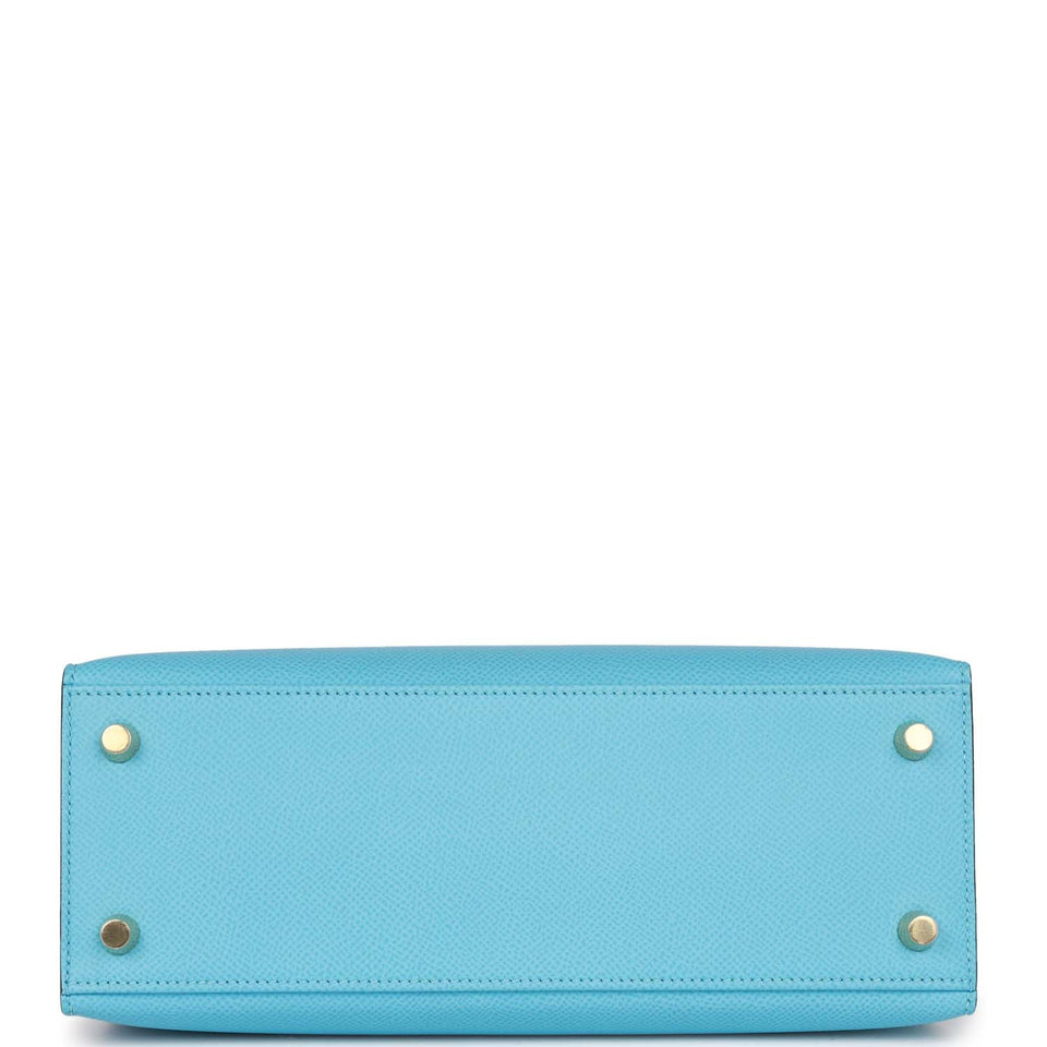 Hermes Kelly Sellier 25 Celeste Epsom Gold Hardware
