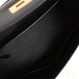 Vintage Hermes Kelly Sellier 28 Black Box Gold Hardware