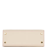 Hermes Special Order (HSS) Kelly Sellier 25 Craie and Rose Lipstick Epsom Brushed Gold Hardware