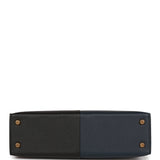 Hermes Kelly Sellier 20 Bleu Indigo, Black and Rouge H Casaque Epsom Gold Hardware