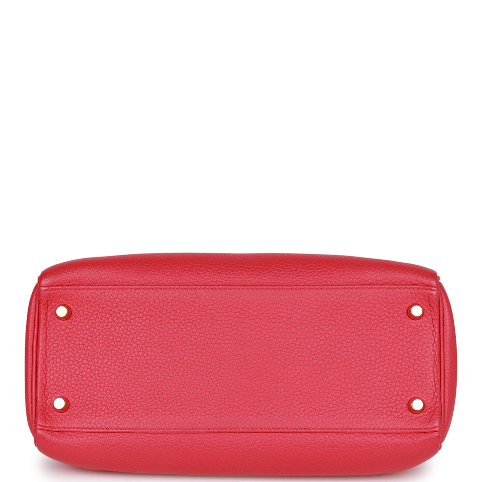 Hermes Kelly Retourne 28 Rose Extreme Clemence Gold Hardware
