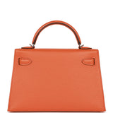 Hermes Kelly Sellier 20 Orange Verso Chèvre Palladium Hardware