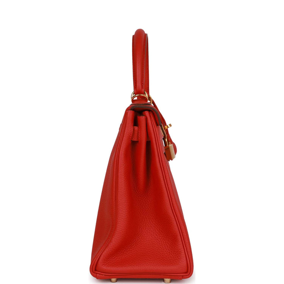 Hermes Kelly Retourne 28 Rouge Casaque Togo Gold Hardware