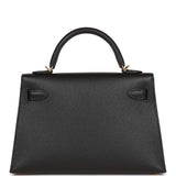 Hermes Kelly Sellier 20 Black Epsom Gold Hardware