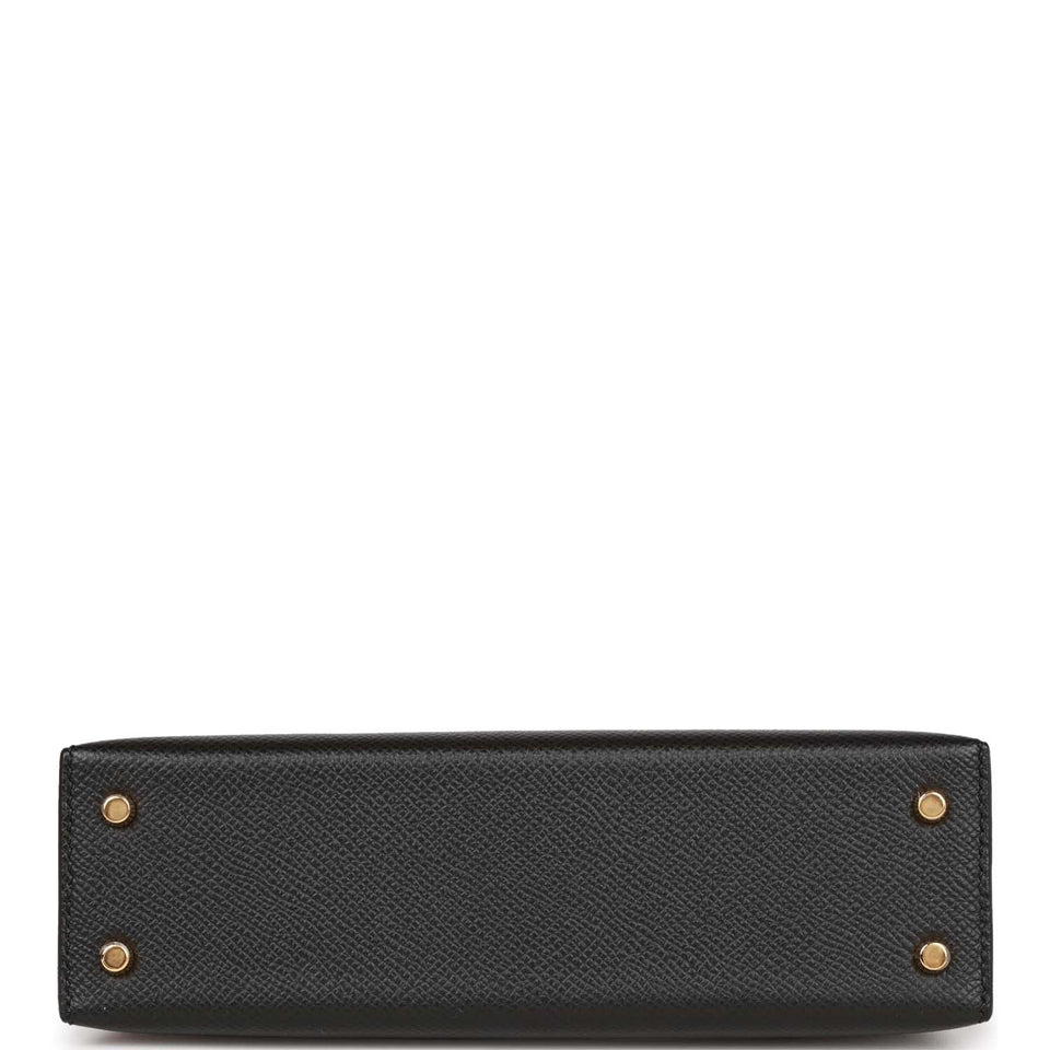 Hermes Kelly Sellier 20 Black Epsom Gold Hardware