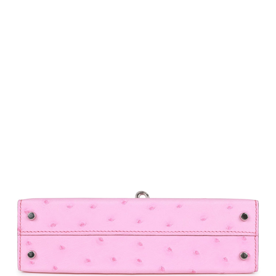 Hermes Kelly Sellier 20 Bubblegum Ostrich Palladium Hardware